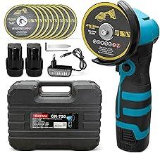 Esmerilhadeira Lixadeira Angular 110V/220V, Esmerilhadeira Angular 500W com 2 Baterias e 8 Discos 76x10mm para Corte de Madeira e Metal