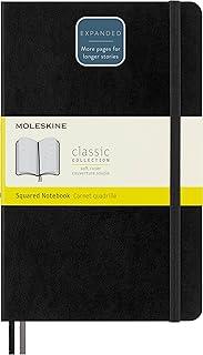 Moleskine Caderno expandido clássico, capa macia, grande (12,7 cm x 21 cm) quadrado/grade, preto, 400 páginas