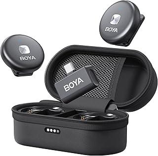 Microfone de lapela sem fio BOYA Omic-U para telefone Android tipo C, cancelamento de ruído, bateria de 5 horas, estojo de carregamento Zíper, Microfone de lapela sem fio USB-C