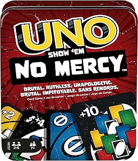 UNO Jogo de Cartas No Mercy Metálico para crianças a partir de 7 anos