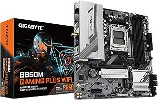 GIGABYTE Placa-mãe B650M GAMING PLUS WIFI - CPU AMD Ryzen 9000, 5+2+2 fases VRM, até 8000MHz DDR5, 2xPCIe 4.0 M.2, 2.5GbE LAN, WIFI 6E, USB 3.2 Gen 1