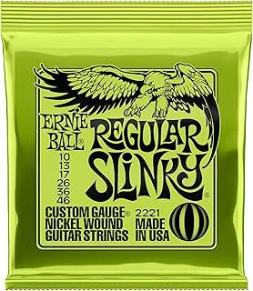 Cordas para guitarra elétrica Ernie Ball Regular Slinky, revestimento de níquel, calibre 10-46