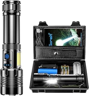 Lanterna Led Recarregável 10000Lúmen, Lanternas Tatica Militar Há 7 Modos, XHP90.2 Chip, lanternas Potente Zoom de Longo Alcance, Lanternas Para Acampamento, Pesca Emergências, Super Lanterna USB LED