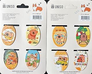 8 Marcadores de Página Magnéticos Capivara Frente e verso Páginas de livros, cadernos e planner Papelaria Criativa Holográfico