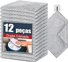 Kit 12 Pano de Limpeza Multiuso em Malha de Aço, Não Risca, Sem Odor, Reutilizável para Louças, Panelas, Pia e Fogão, Uso Seco e Molhado, 20x20cm