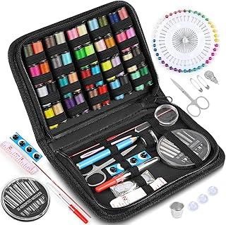 Gavzrt Estojo de Costura com 128 Itens, Kit de Costura Portátil com Bolsa Preta, Costura Acessórios com Linhas Coloridas, Tesoura, Agulhas, Fita Métrica e Mais, Kit Básico de Costura Manual