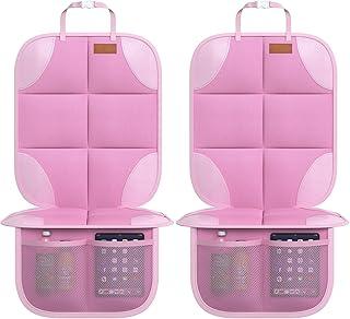 SMART ELF Protetor de assento de carro, pacote com 2 protetores de assento protegem as cadeiras infantis com acolchoamento mais grosso e bolsos de malha antiderrapante para bebês e animais de