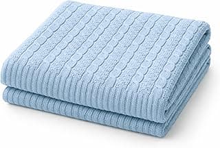 Manta para Bebê em Tricot 100% Algodão Macia, Respirável e Aconchegante Enxoval Luxo Recém-Nascido Menino Menina (Azul Bebê)