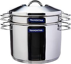 Jogo Cozi-Pasta Fundo Triplo com Alças, Tramontina, Solar 65500400, Inox, 24 cm