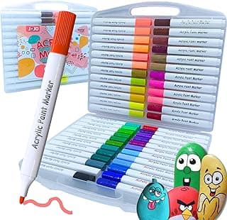Conjunto de Marcadores de Tinta Acrílica Tringular, Canetinhas Acrílica para Artesanato, Caneta Acrilica Para Pintura em Pedras, Madeira, Tela, Vidro e Cerâmica Para Crianças e Adultos (48 cores) com 25.28% de desconto por R$ 59,70 na amazon