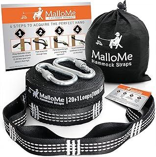 MalloMe Correias de Rede XL para Árvores - Conjunto de Correias de Árvore de Rede 2000+ LBS Heavy Duty 40 Loops & 100% Sem Estiramento Kit de Sistema de Suspensão - Acessórios para Redes de Campismo |