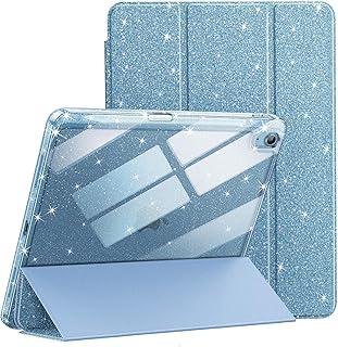JETech Capa Glitter para iPad (A16) 11ª/10ª Geração (2025/2022) com Porta-Pencil, Case Fina e Fofa para Crianças e Meninas, Concha Traseira Transparente e Brilhante (Céu Azul)