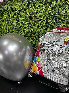 Balões de Látex Cromado Metalizado, 10 Polegadas, 50 Unidades, para Festas e Decoração (PRATA)