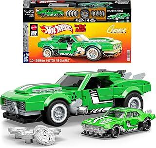 Mattel Brick Shop Hot Wheels Jogo de Construção Speed 68 Custom Camaro em escala 1:32 com Placa de Coleção e 1 carrinho de metal Perfeito para colecionadores