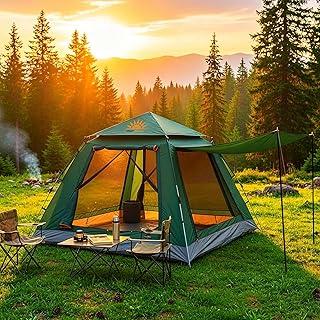 Barraca de Camping 4-6 Pessoas Impermeável Automática com Mosquiteiro, ComVobertura e Proteção Solar Dobrável Camping Equipamentos,Dobrável
