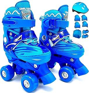 HOLTTER Patins Infantil Roller Quad 4 Rodas Ajustável Com Bolsa e Kit Proteção Patins 4 Rodas Infantil Menina ou Menino Quad