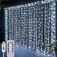 Cortina Luz LED, 3x6M com 600 Lâmpadas LED, Interface USB com Controle Remoto, 8 Funções de Iluminação, À Prova D'Água para Decoração Festiva e Uso no Natal. (Luz Branca Fria)