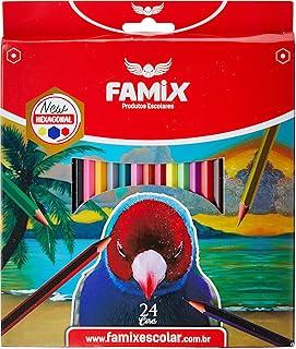 Lápis De Cor, Famix, Sextavado, 24 Cores