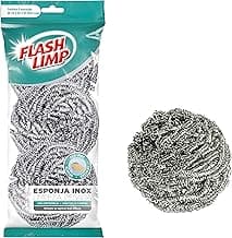 Flash Limp - Pack com 3 Esponjas Aço inox para Limpeza Pesada Ferro e Grelha - E3A4821