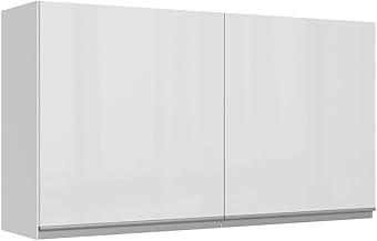 Armário Aéreo Madesa Acordes 100% MDF 120 cm - Portas Branco Brilho