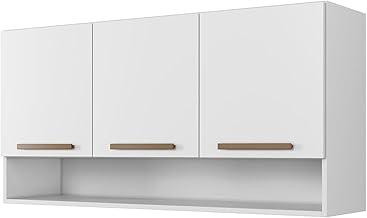Armário Aéreo Suspenso Multiuso de Parede 3 Portas Plus (Branco)