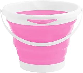 Balde Retrátil Dobrável Silicone 10 Litros Portátil Rosa