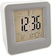 Relógio Despertador Mini Multifuncional com Display LCD, Luz Noturna e 8 Toques Diferentes – Portátil e Econômico Alimentado por pilhas com Sensor Inteligente Som e Função Touch (Branco)