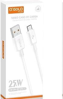 Cabo Tipo-C USB Turbo 25W Carregamento Ultra Rápido,1 Metro Cabo de Dados, Reforçado Compatível Com Android e IOS, OBS:FOTO DE CAPA É IGUAL A DO PRODUTO