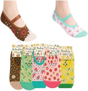 Kit 5 Pares de Meias Sapatilha Infantil, Antiderrapante com Silicone, Tecido Macio, Estampas Divertidas