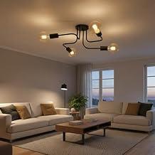 Lustre Plafon Sobrepor Sputnik 4 Braços Luminária de Teto Aranha Industrial Retrô 127v/220v (PRETO)