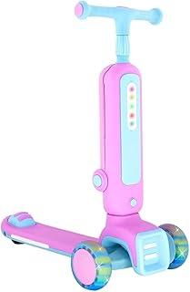 DM Toys Patinete Radical 2 em 1 Ajustavel Lean-to-Steer Assento Reclinavel 3 Rodas com Led e Som até 60kg Rosa