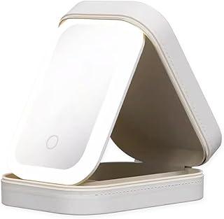 Organizador de Maquiagem com Espelho LED – 3 Tipos de Iluminação, Dimmer Touch, Portátil para Viagem – Elegante e Funcional