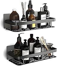 Kit 2 Prateleiras Nicho para Box de Banheiro Suporte Porta Shampoo e Sabonete Organizador com Adesivo Sem Furar a Parede (Preto)