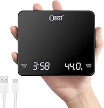 OBEST Mini balanças digitais de café com temporizador, balança de medição de precisão de 0,1g-3kg, balanças de café expresso, balanças eletrônicas de cozinha, balanças de cozinha recarregáveis