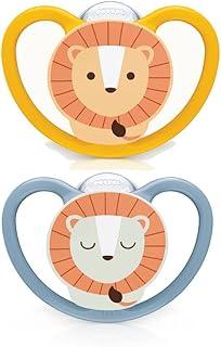 Kit com 2 Chupetas Space Silicone Boy S2 - NUK, Azul/Azul, Tam 2 (6-18 Meses)