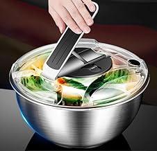 Secador de Salada, Centrifuga de Salada, Desidratador de Vegetais em Aço Inoxidável com Capacidade para 3500ML, Secador de Salada Centrifuga, Seca Salada, Centrífuga de Salada, Antiderrapante