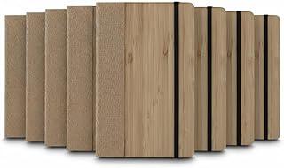 Caderno de Anotações Ecológico, Capa em Fibra de Bambu com Elástico, 80 Folhas Pautadas, Cor Bege, 20,6x13x1,6cm (10, Marrom)