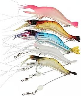 Kit 5 Iscas Artificiais Camarão Soft 9cm 5g com Anzol - Pesca Robalo, Black Bass e Corvina - Ação Realista e Glow Noturno