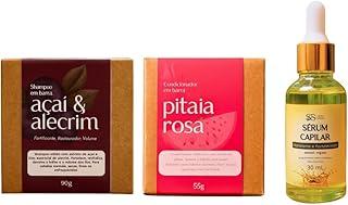 Kit Cabelos Cacheados Shampoo Condicionador e Sérum Capilar Hidratação Volume Brilho Modelagem de Cachos Perfeito