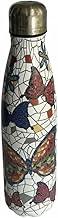 Garrafa Térmica Inox parede dupla com Design Moderno, Tampa de Rosca em Aço Inoxidável, 500ml Mosaico Borboleta