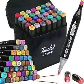 Caneta Marcador Artístico, 36 Cores, Ponta Dupla Brush e Fina, para Desenho, Lettering e Caligrafia