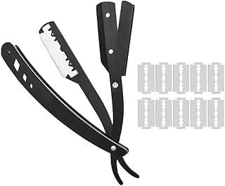 Kit de Barbear Completo com Barbeador e 60 Lâminas Inclusas, Preto