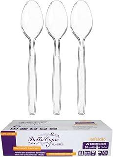 Colher Descartável Talher Churrasco Refeição Caixa 1000un Bellocopo - Transparente