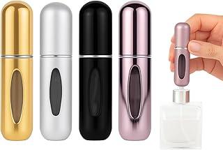 Kit com 4 Unidades Frasco Spray de Plástico para Perfume, Recarregável com Tampa, 5ml, 8x1,7cm