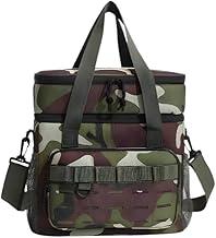 Bolsa Térmica Grande Camuflada com Dois Compartimentos – Lancheira Termica Estilo Militar para Marmita, Trabalho, Escola, Faculdade, Passeio (Verde Camuflado)