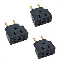 KIT 3 Adaptador De Tomada Universal Em Porcelana Preto 3 Pinos Benjamin 10A/20A Para 2 e 3 Pinos Bivolt 110V/220V Pino Grosso Secadores Chapinhas Air Fryer Fritadeiras Aquecedores Microondas PREMIUM