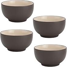 Kit Conjunto 4 Bowls 500ml Cumbuca Cerâmica Refratária Sopas Cinza