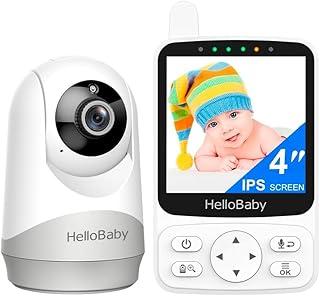 Babá Eletrônica Hb6240 Monitor Bebê Tela 4 pol. Branco, Visão Noturna, Áudio Bidirecional, 2x Zoom, Panorâmica e Inclinação de 355°/120°, Alcance até 300 Metros, Portátil para Berçário