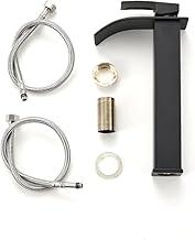 Torneira Banheiro De Mesa Bica Alta 1/4 De Volta Aço Inox 304 Saída da cachoeira Preto fosco (Aço Escovado)