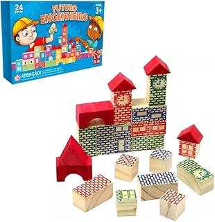 Blocos de Montar 24 Peças Engenheiro Madeira